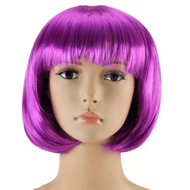 Purple Color Party Wig Stubby Hair 441252640