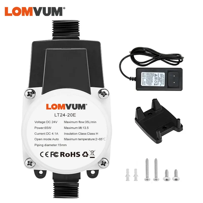 

LOMVUM UK Booster Pump Brushless Water Pump 13.5M 24V 65W Auto Pressure Controller IP56 Household Water Heater Boost for Home