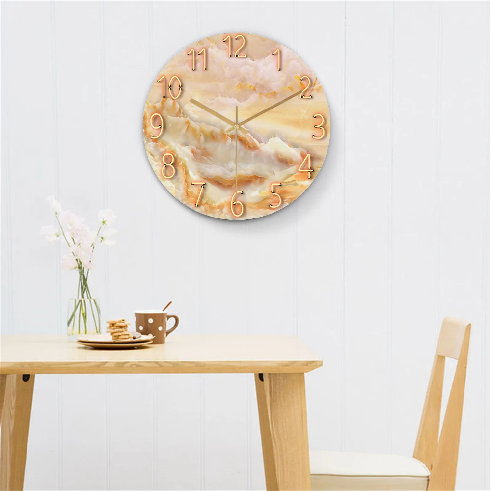 Modern Design Marble Giant Watches Glass&Crystal Body Large 3D Wall Clock Decorated For Living Room Mute Mechanism Bedroom Decor