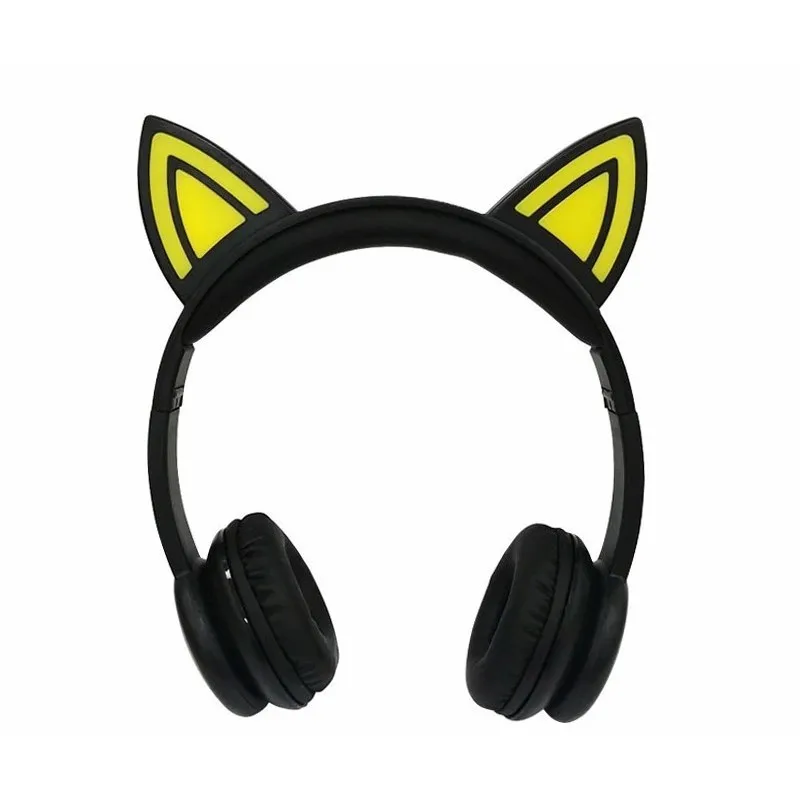 Wired and LED video game headphones, 3,5mm Cable cat ear helmets for Bass music MP3 for adults and children