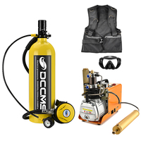 Various models of mini scuba tanks scuba diving equipment including electric compressors