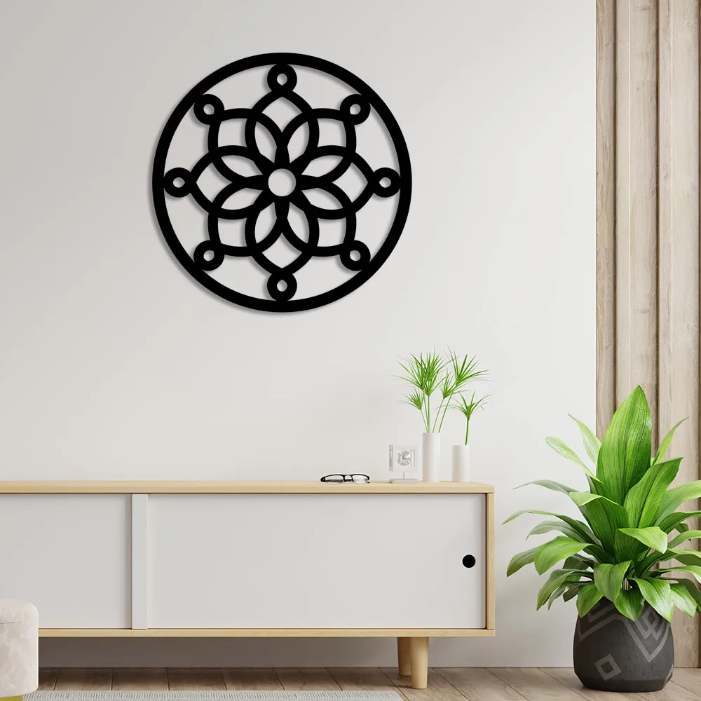 Abstract Created Elegant Lotus Water Flower Wall Accessory Wooden Table 50x50cm