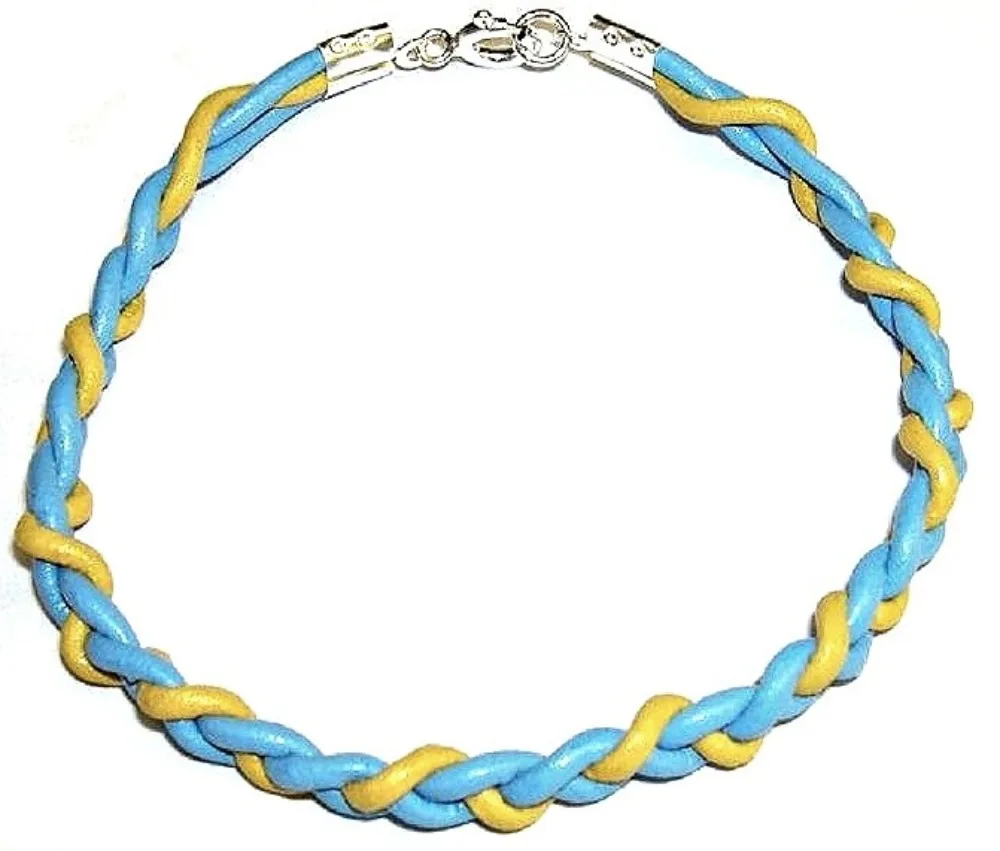 1ª ley 925 silver bracelet with natural braided leather. Various colors. Bracelet your colors. Bag fabric gift