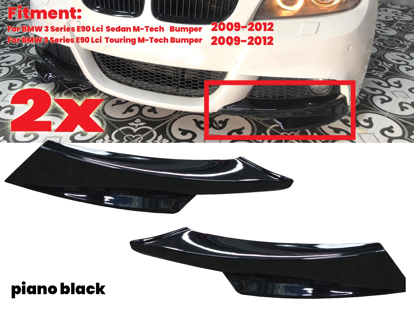 

For Bmw e90 Bumper canards Body Kit E90 E91 Lci M Front Bumper Splitter Flap Six Attachment Abs Plastic Lip Facelift