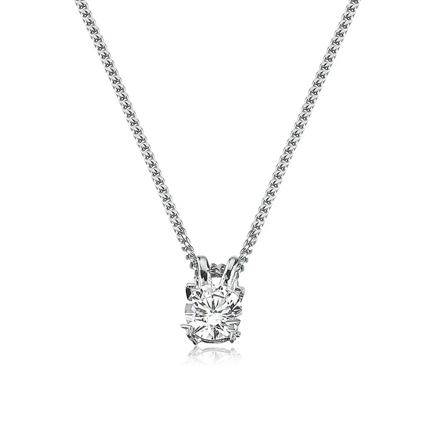 Valori Jewels 0.60 Carat, Zirconia White Gemstone, Rhodium Plated, Solitaire Pendant Necklace