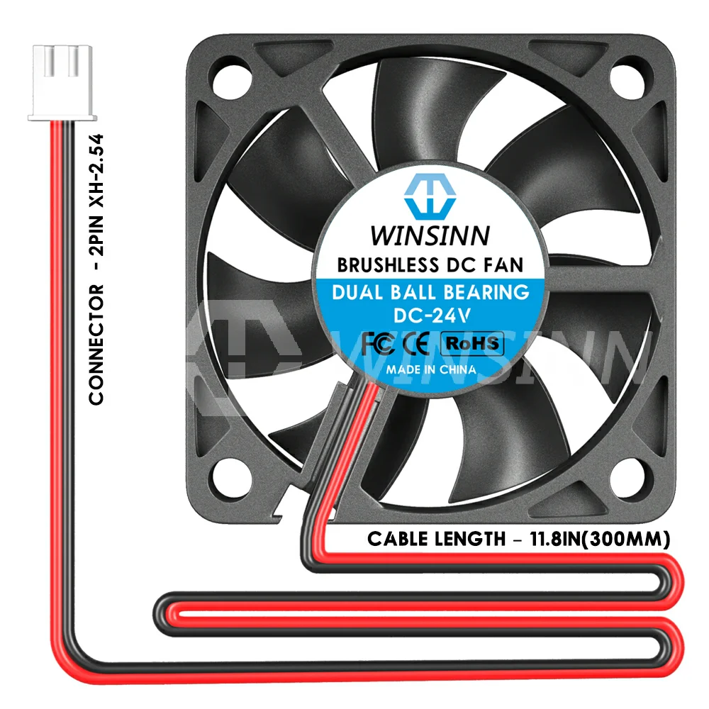 WINSINN-Ventilador de refrigeração sem escova, hidráulico, rolamento de esferas duplo, DC 5V, 12V, 24V, 50x10mm, 2PIN, 5010