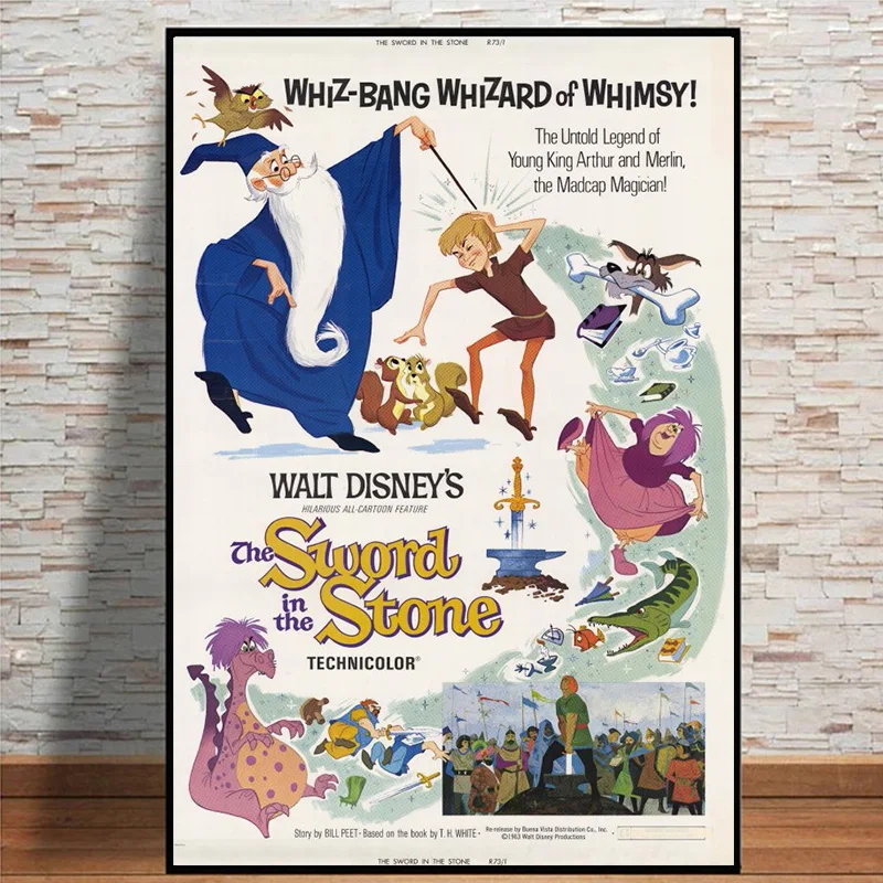 

Walt Disney Sword in the Stone Posters Prints For Kids Bedroom Nursery Cartoon King Arthur Canvas Painting Wall Art Home Decor