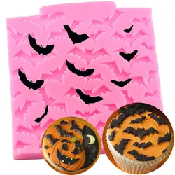 Bat Shape Silicone Mold Chocolate Moulds Halloween Cupcake Topper Fondant Molds DIY Cake Decorating Tools Candy Clay Resin Mould