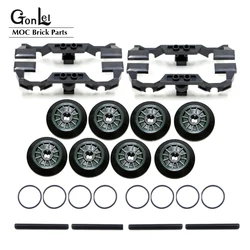 16Pcs/set Parts 2871 7999 3706 Train Wheel Frames +Wheels+ Axle Set MOC Building Block DIY Toys fit for 10254 City Train