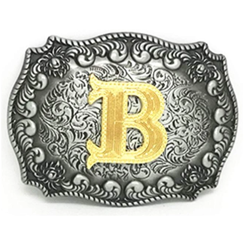 Initial Personalized Letter A to Z Cowboy Belt Buckle