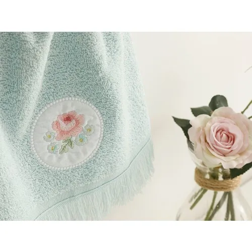 SIRMAK Big Rose Embroidered Hand Towel 30x40 Cm Seledon