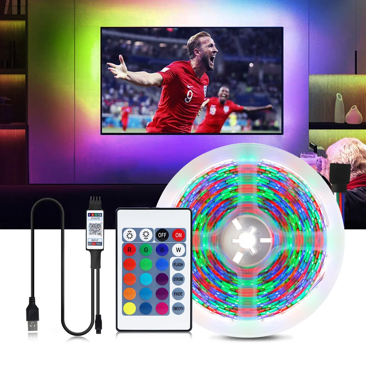 

Bluetooth USB LED Strip Light TV Backlight RGB 5050 DC5V 1M2M3M4M5M Flexible Lamp Tape Diode Ribbon Background Fairy Night