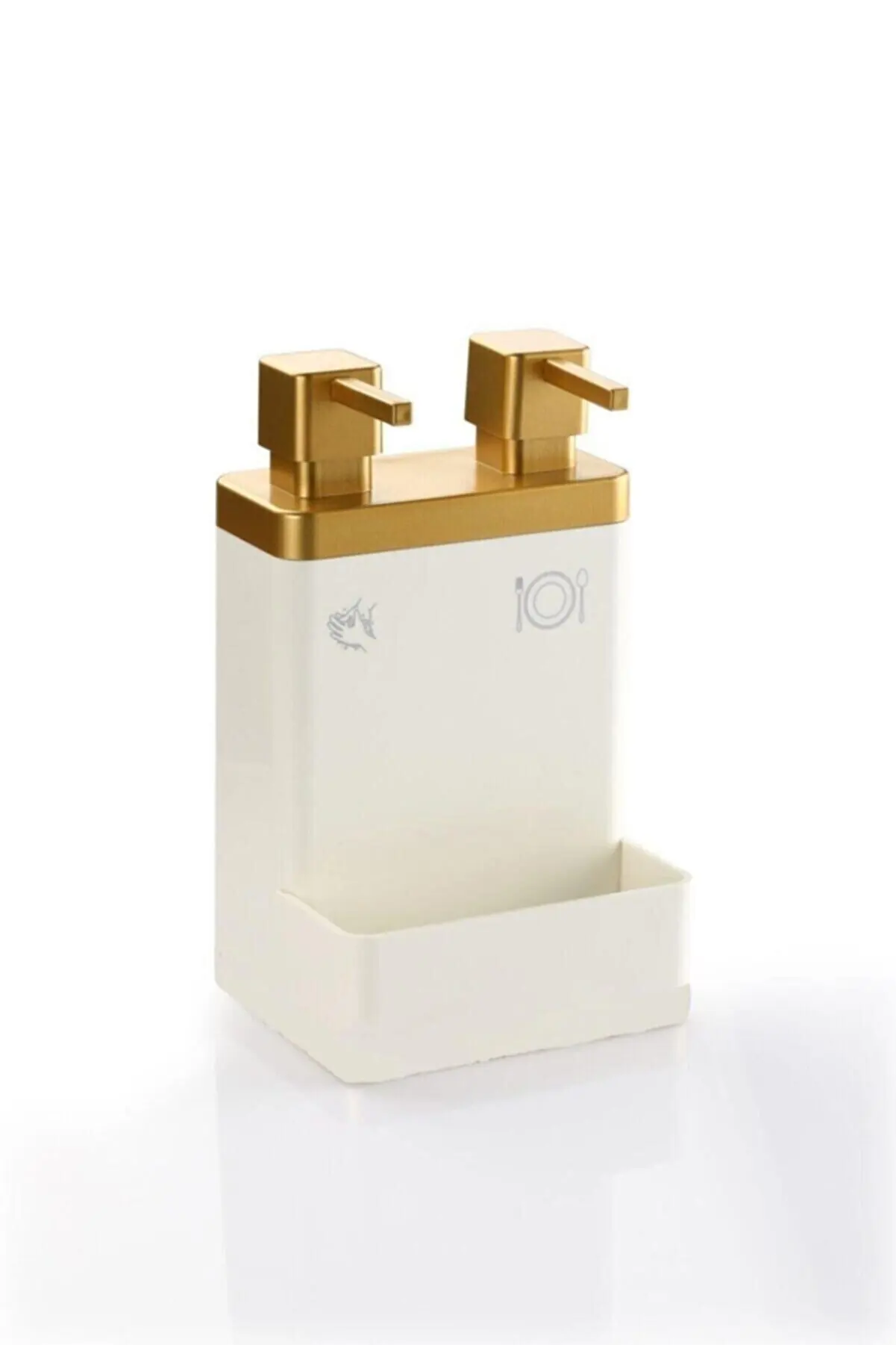 Acrylic 2 Kitchen Liquid Soap Dispenser Elegant Design White Rose Gold with Sponge 0.3 - 0.6 Liters