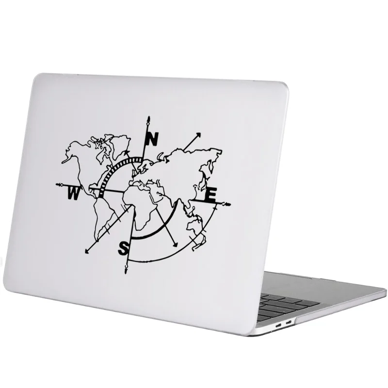 World Map Compass Vinyl Laptop Sticker for Macbook Pro 14 16 Air Retina 13 15 Inch Mac Cover Skin HP Zenbook Duo Notebook Decal