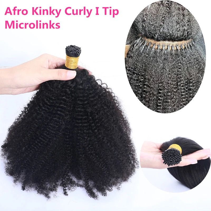 Afro Kinky Curly Human Hair 4B 4C I Tip Hair Extensions For Black Women I Tip Microlinks Mongolian Human Virgin Hair Prosa Hair