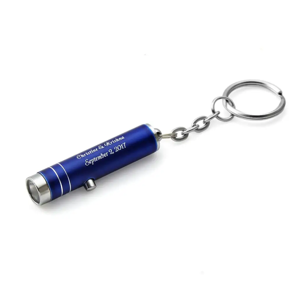 100Pcs Personalized Party Gifts For Guests Purple LED Flashlight Keychain Ultraviolet ID Passport Currency Detector Key Chain