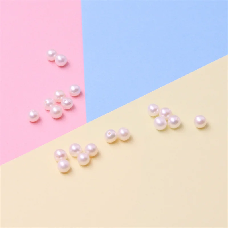 2pcs Natural Fresh Water Pearl Round Half Drilled Beads Semi Hole AAA Grade 5-5.5mm For Making Jewelry DIY Earring Craft Pendant