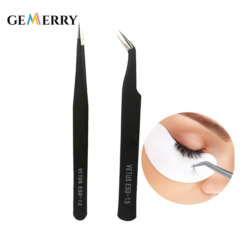 Eyelash Extension Tweezers for Eyelashes Stainless Steel Straight Bend Wholesale Tweezer Eyebrow Volume Tweezers Set Makeup Tool