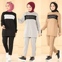 tracksuit set 2021season muslim fashion arabia Dubai fashion trends 100% Made in Turkey abayas hijab clothing muslim sets