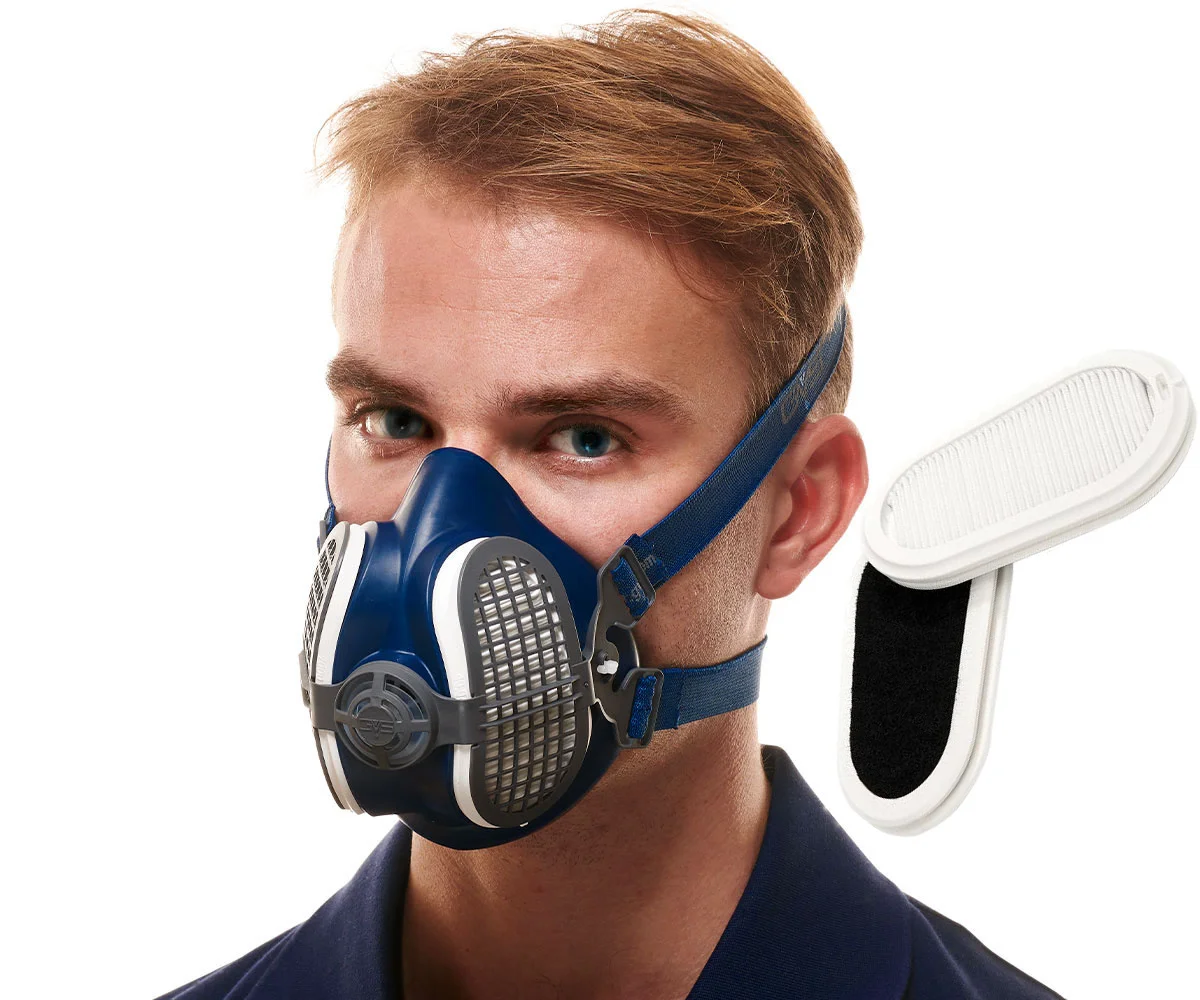 Dust and Nuisance Odor Half Face Mask Respirator GVS SPR502 P3 installed with twin activated carbon P3 filters M-L Size N95 FFP3