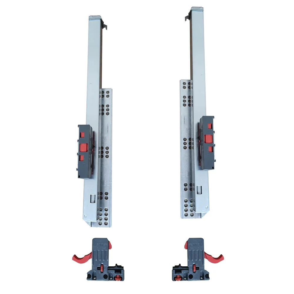 푸시 오픈 풀 익스텐션 슬라이드 서랍, 스마트 스테인레스 스틸 목재 서랍, 잠금 고정 슬라이드 시스템, 1 쌍