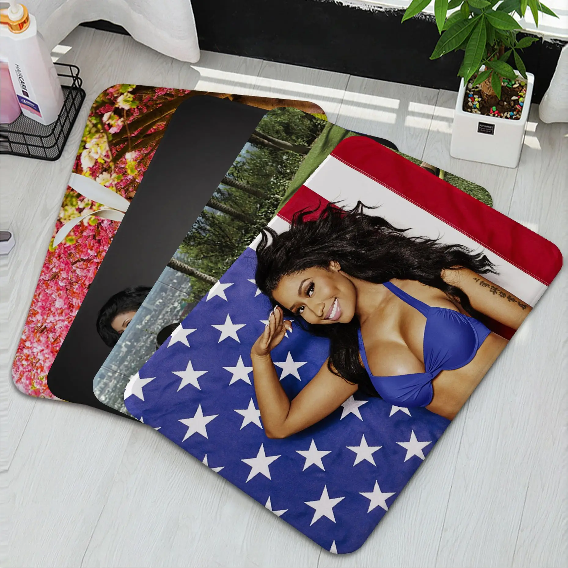 Nicki Minaj Rap Sexy USA Flag Music Singer Star Bathroom Mat Cheaper Anti-slip Modern Living Room Balcony Printed Bedside Mats