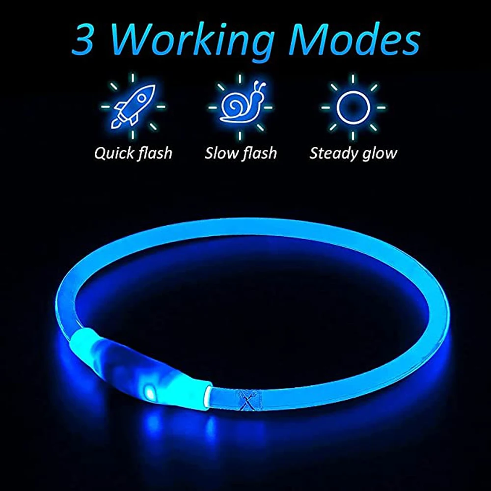 Pet Luminous Collar USB Charging Collar Anti Lost Collar LED Dog Cat Accessories Supplies Adjustable Pet Collar Rechargeable