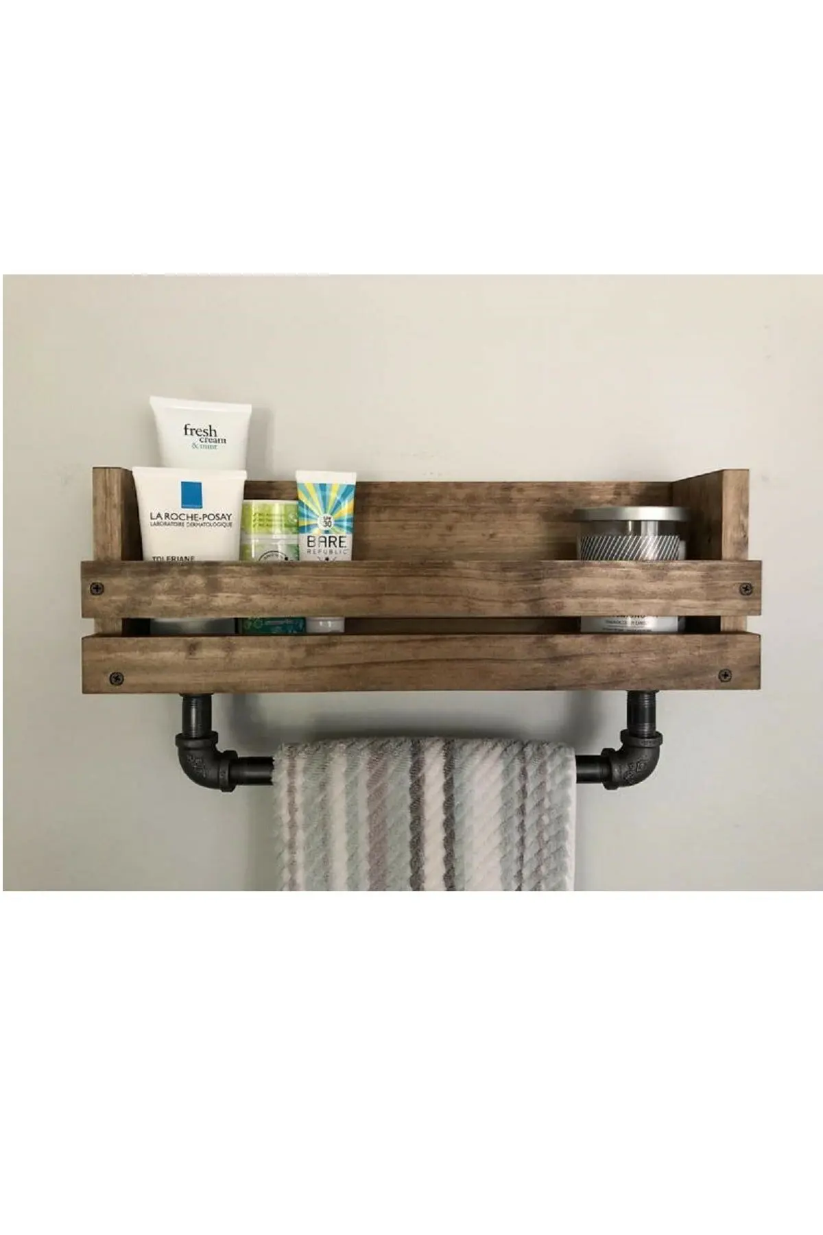 100% solid Wood Bathroom Shelf Towel Holder Wooden Wall Hanger Wall Shelf handmade Wooden Bathroom Shelf Bathroom Organizer