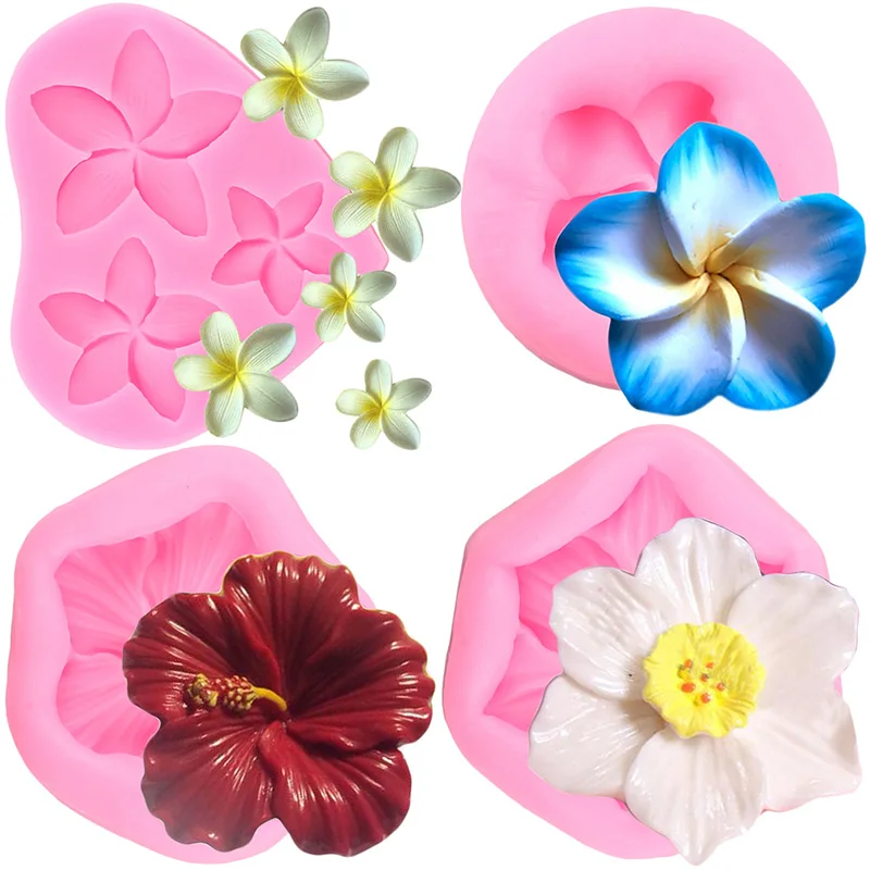 Flower Blossom Silicone Mold Frangipani Plumeria Flower Chocolate Fondant Molds Cake Decorating Tools Candy Polymer Clay Mould