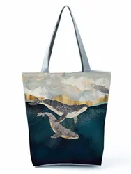 Borsa a tracolla da donna in stile giapponese con stampa Ukiyoe borsa a tracolla da donna moda paesaggio Eco riutilizzabile borsa da viaggio borsa da spiaggia borsa da balena