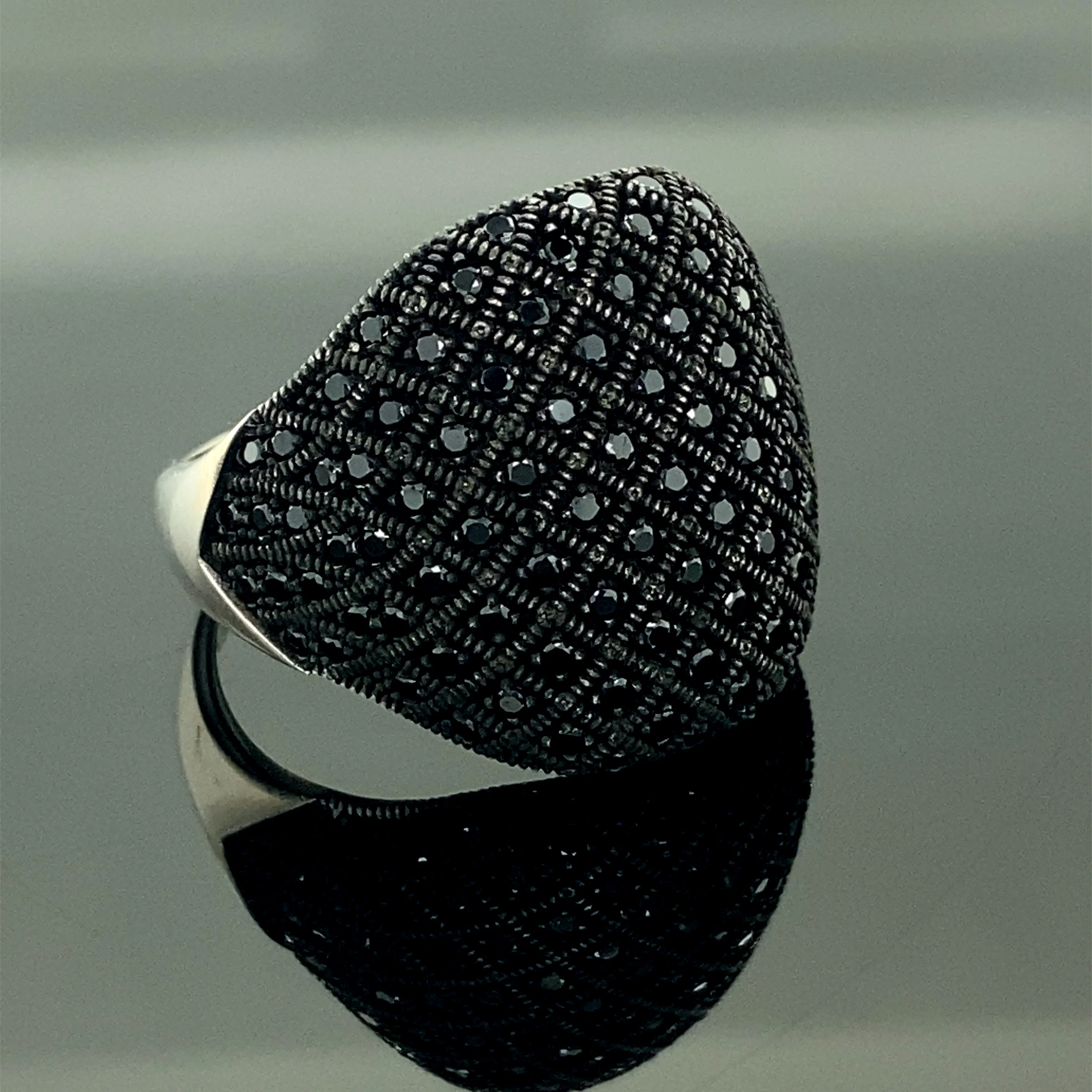 925 Sterling Silver Men Ring with Black Stone, Handmade in Turkey.