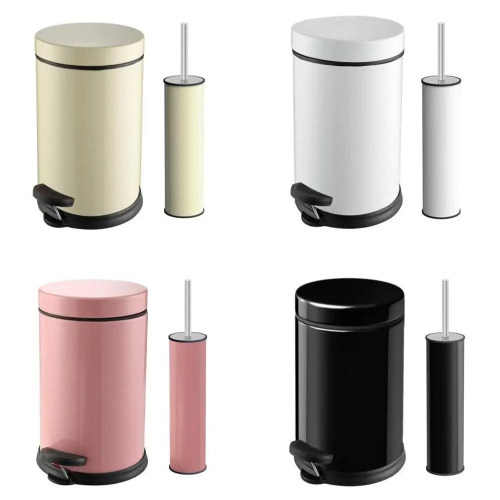 Chrome Pedal Dustbin Toilet Brush 2 Pcs Bathroom Set Dustbin and Toilet Brush 3 Liter Colorful Double Set Toilet Set 3 LT