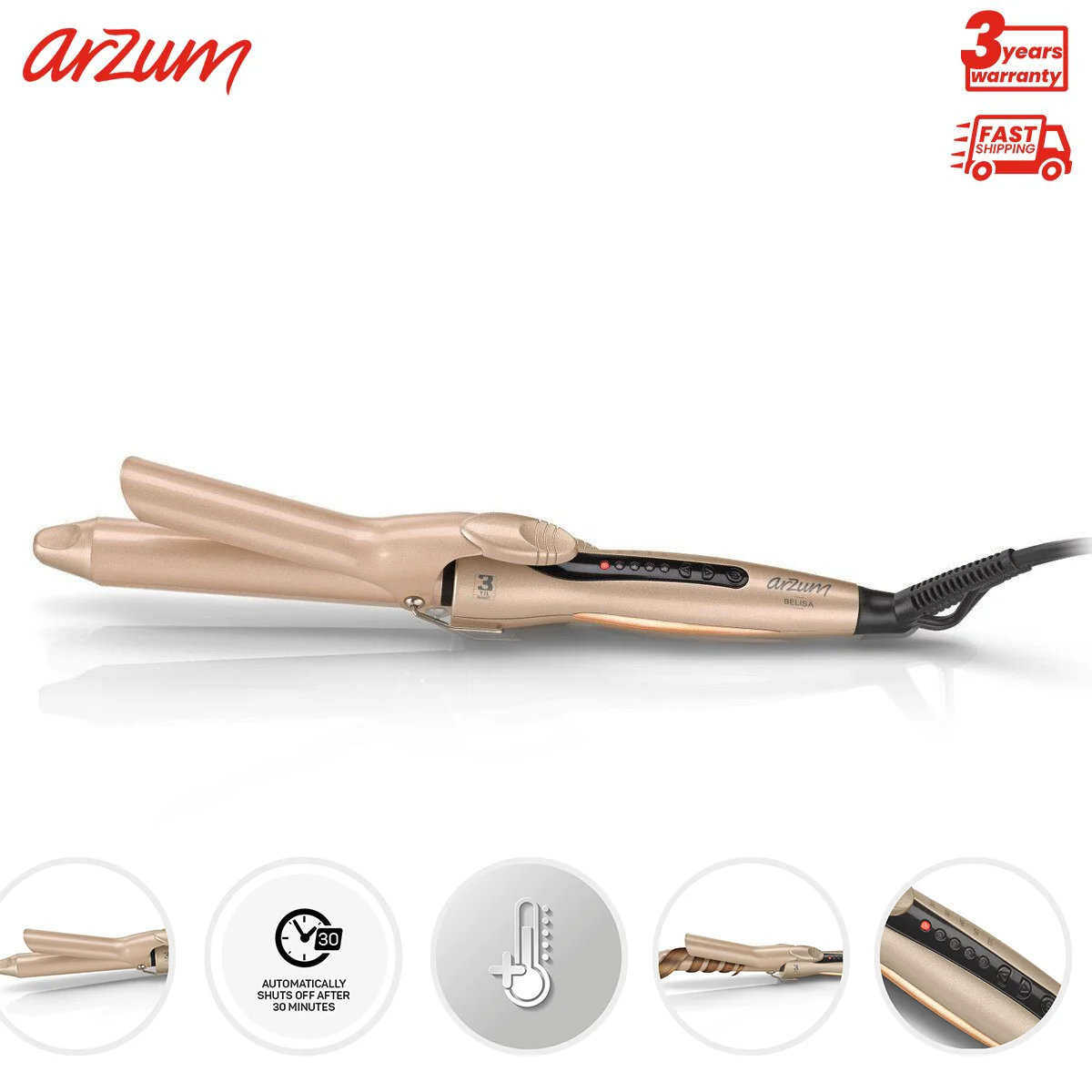 

Arzum Belisa Curling Irons Ceramic Platter Hair Curler Straightener Temperature Adjustment Ceramic Tourmaline Keratin And Argan Included Plate Adjustable Temperature Wit Pouch