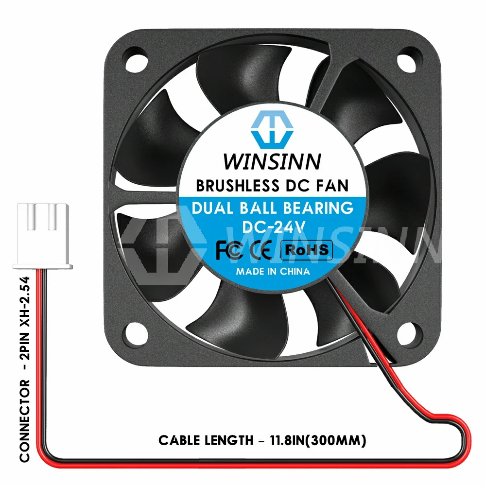 WINSINN 4010 40mm Fan DC 5V 12V 24V Hydraulic / Dual Ball Bearing Brushless Cooling 40x10mm 2PIN [5-Pack]