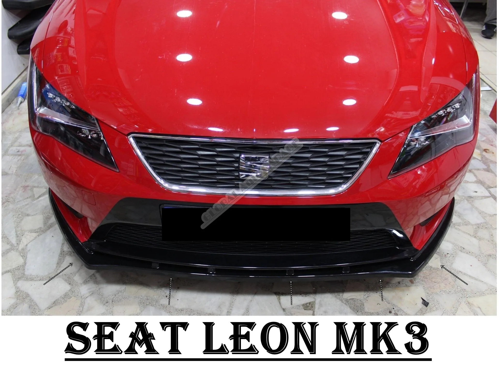 

For Seat Leon MK3 Front Bumper Attachment Lip 2012-2020 Piano Glossy Black Splitter Diffuser Universal Spoiler Bumper