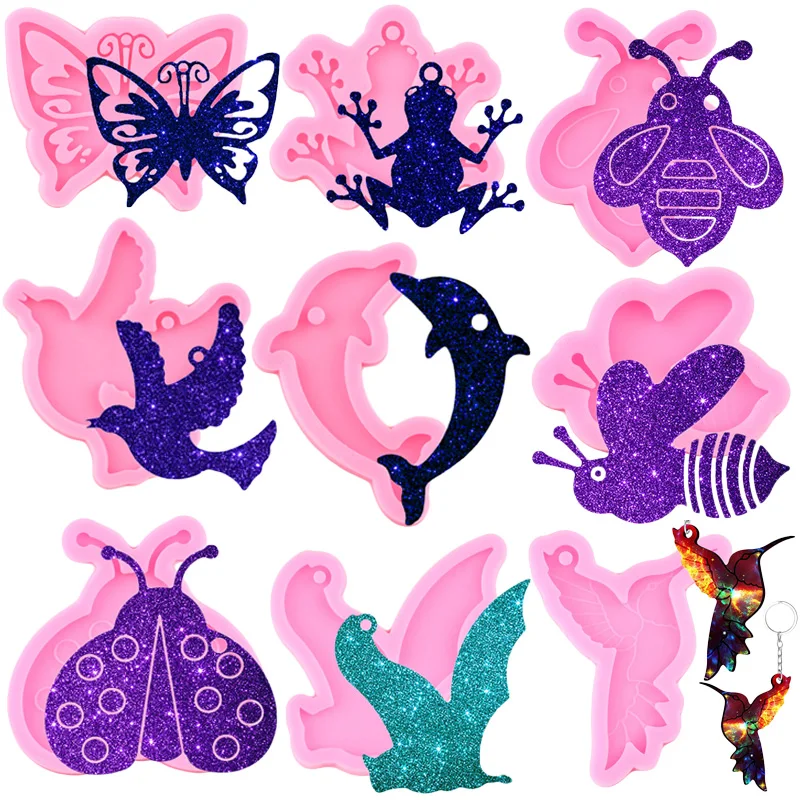 Insect Butterfly Bee Dove Silicone Resin Epoxy Mold Turtle Dolphin Humming Bird Keychain Molds DIY Craft Pendant Jewelry Moulds