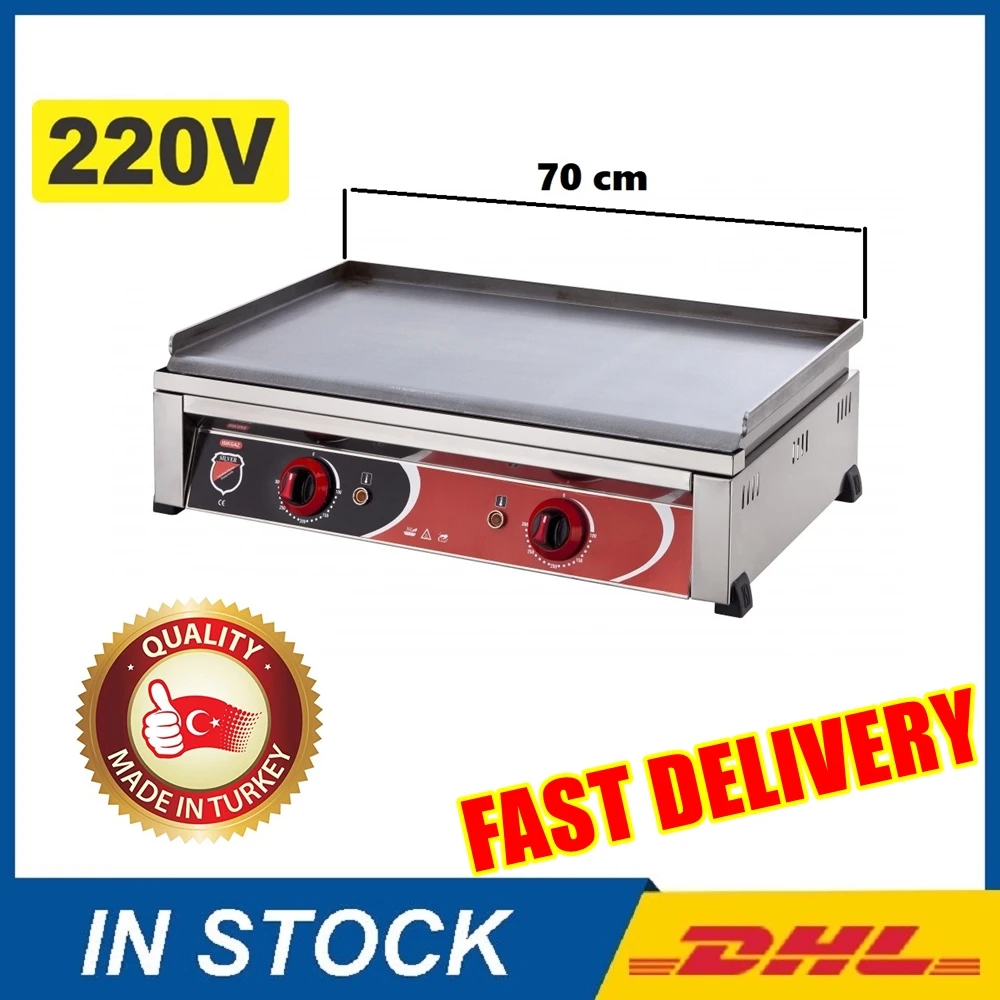 Electric Commercial Griddle Flat Cooktop Grill BBQ Stove Countertop Plancha Hot iron Plate Steak Cooker Fried Pan Outdoor 70CM