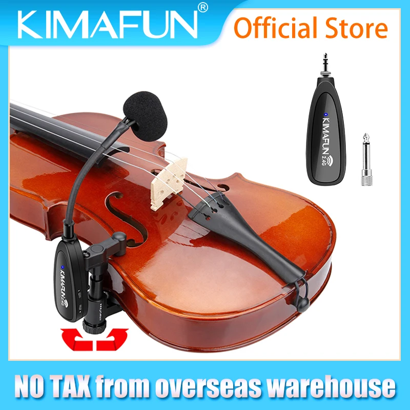 KIMAFUN 2.4G Wireless Violin Microphone Instrument Gooseneck Mic Professional Musical Condenser Microphone for Stage Performance