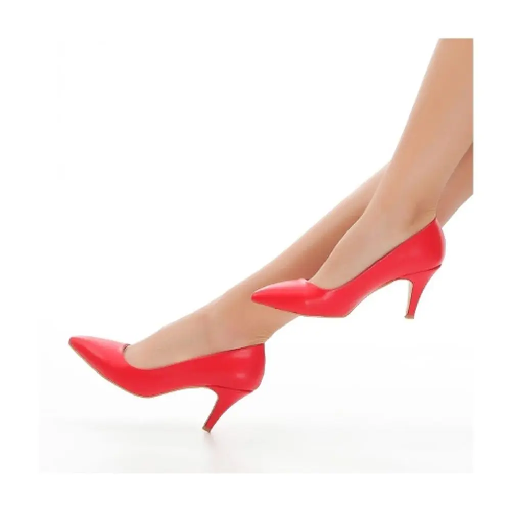 Red 7cm Heel Shoe for Women Thin Heeled Heels Classic Low Stilettos Closed Toe Sandals for Woman Low Heel Dress Shoes for Women