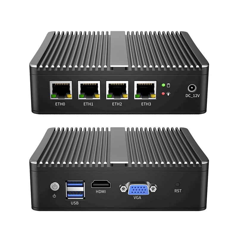 BKHD Mini PC Fanless Intel Celeron N4000, Firewall dell'apparecchio, OPNsense, 4 * LAN, 2.5G, I225, I226, Ethernet, PfSense, ESXI