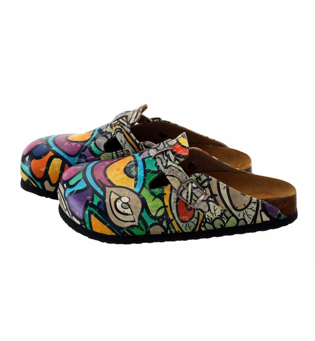 5016 Eyes Multicolored Sabo Slippers