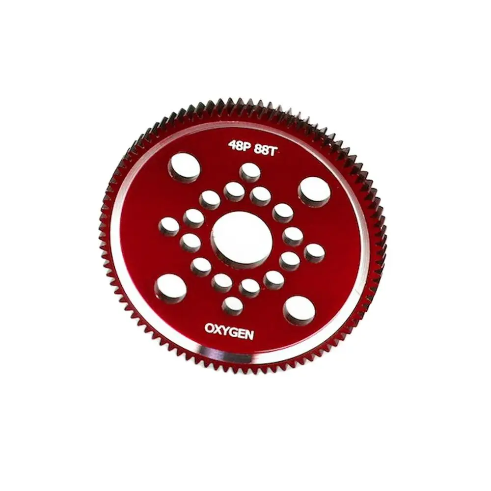 48P 88T alloy crown, red Color (OXYGEN 00388R1). Aluminum crown for rc cars. Crown 88 teeth