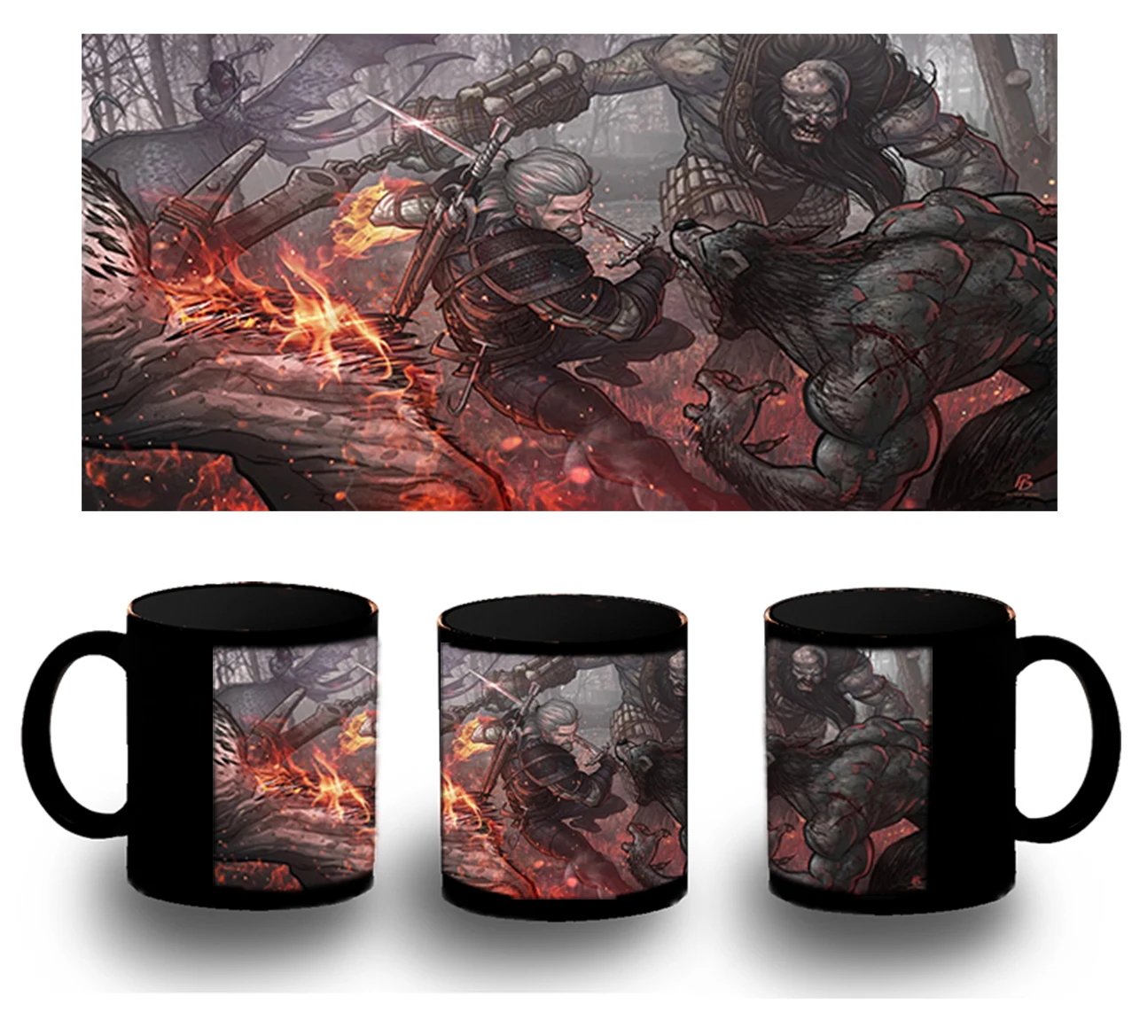 CUP FULLY black SWORDSMAN WITCH COMBAT black mug