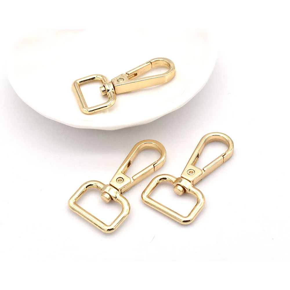 Light Gold Swivel Clasp Rectangle Ring Metal Lobster Clasp Push Gate Trigger Clasps Claw Swivel Snap Hooks Snap Clip