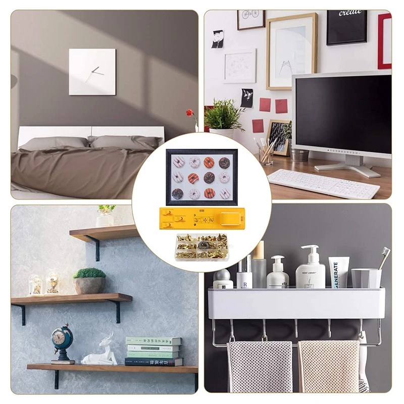 Electrapick-Kit de colgadores de imagen de alta resistencia, 250 piezas, incluye MARCO DE NIVEL, ganchos, clavos, alambre colgante, anillo Triangular R