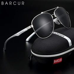 BARCUR Brand Design Stainless Steel Frame Sunglasses Polarized Men Sun Glasses Women Pilot Eyewear Driving Mirror Shades UV400