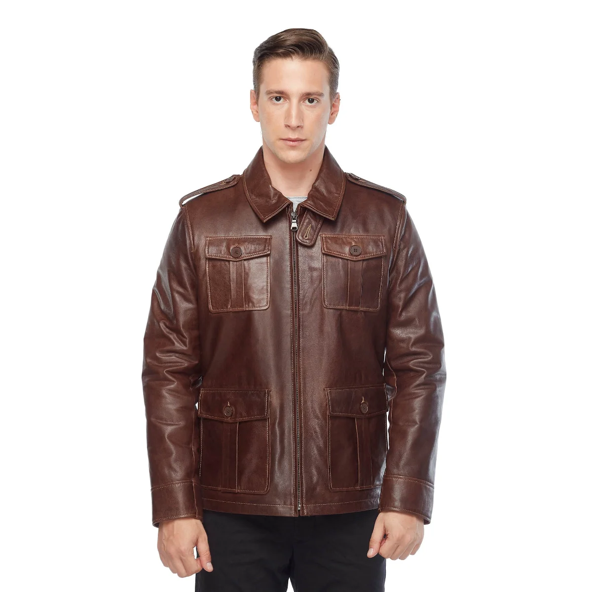 Ares Da Thật Nam Da Cà Phê Ban Đầu Da Cừu Thu Đông 2022 Biker Slim Size Lớn VintageTürkiye