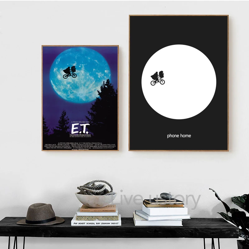 E.T. The Extra-Terrestrial UFO movie poster art print , film Poster ET canvas painting wall picture art decor