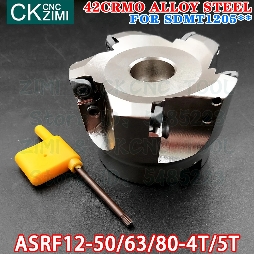 

ASRF 12-80-27-5T ASRF 12-63-22-4T ASRF 12-50-22-4T face mill Rapid feed heavy cutting alloy face milling cutter for SDMT Inserts