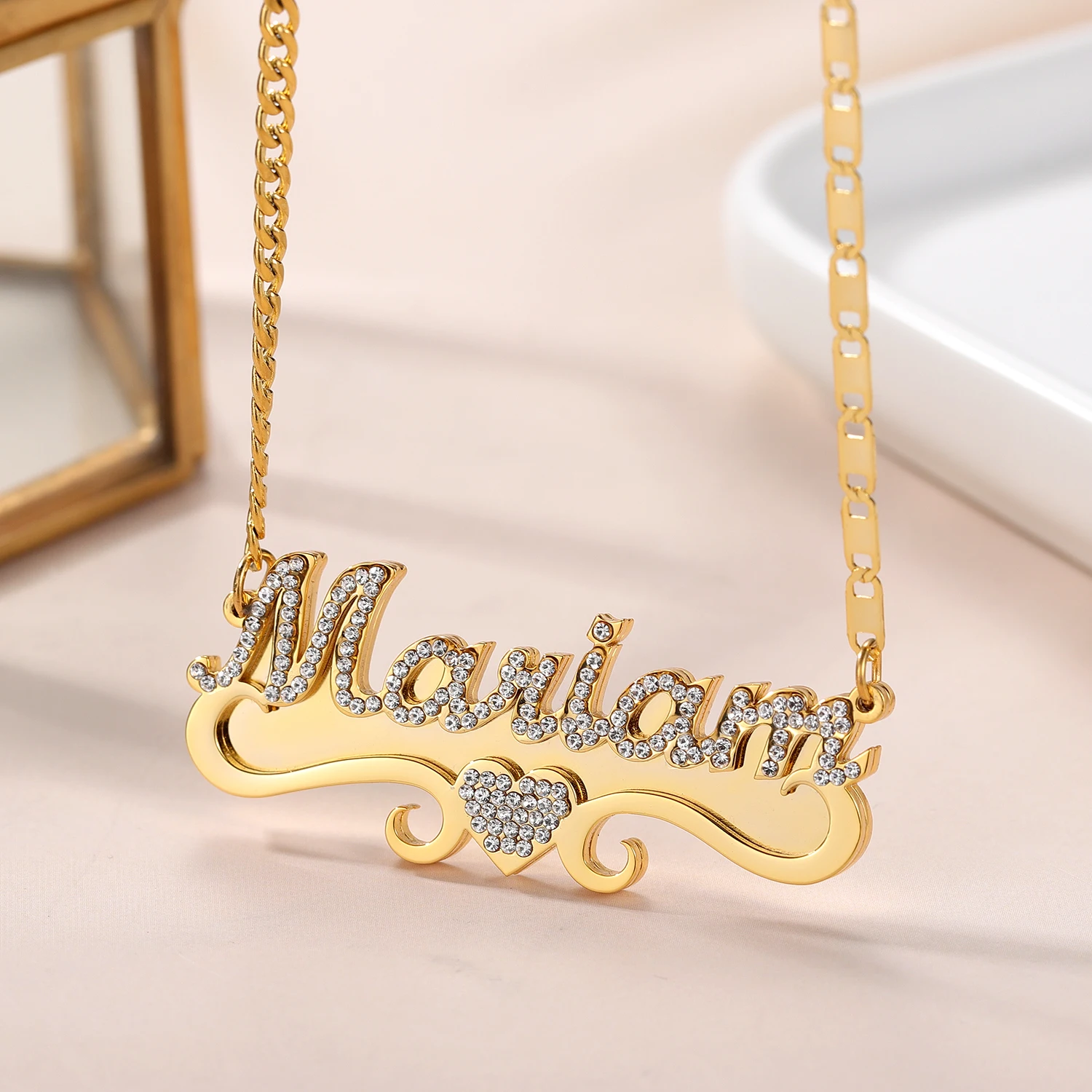 

Custom Crystal Name Necklace Iced Out Cubic Zirconia Pendant For Women Personalized Bling Nameplate Chain Jewerly Gift For Girls